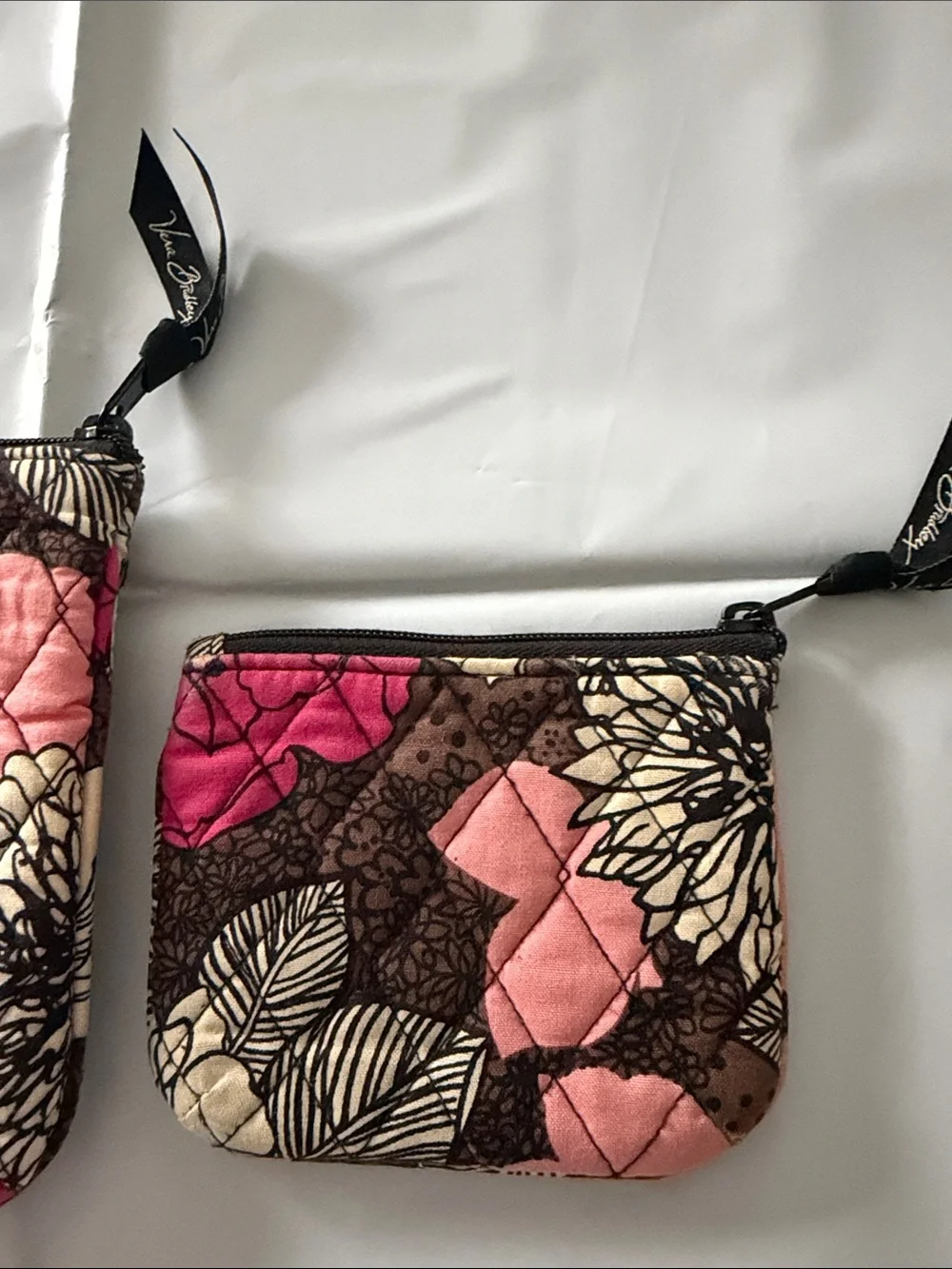 Vera Bradley Pink Floral Quilted Cosmetic Pouch Duo